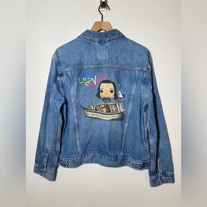 Custom Embellished Levi’s Women’s Jean Jacket Chef Val. Heart Of Filipino